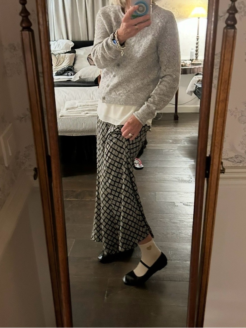 Anthropologie Black and White Geometric palazzo pants